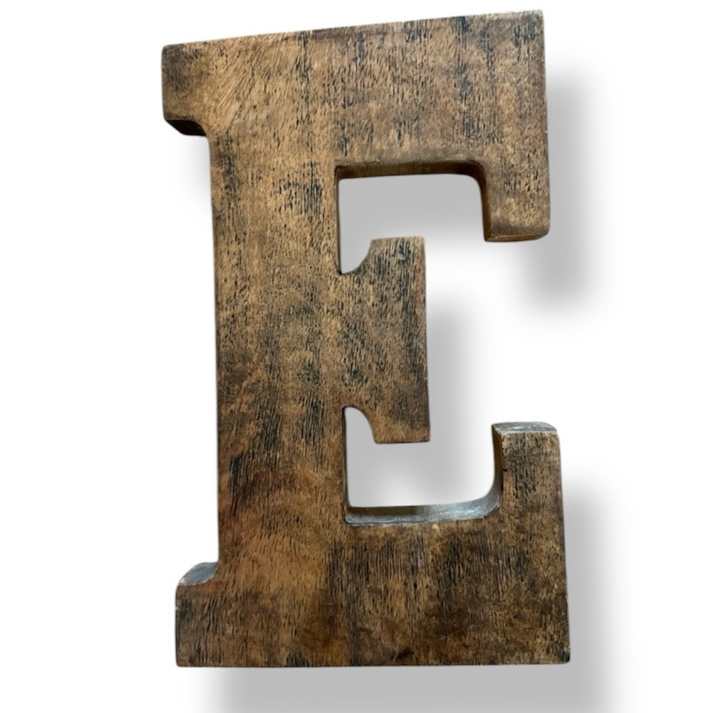 12” Wooden Monogram Letter E Wall Mounted